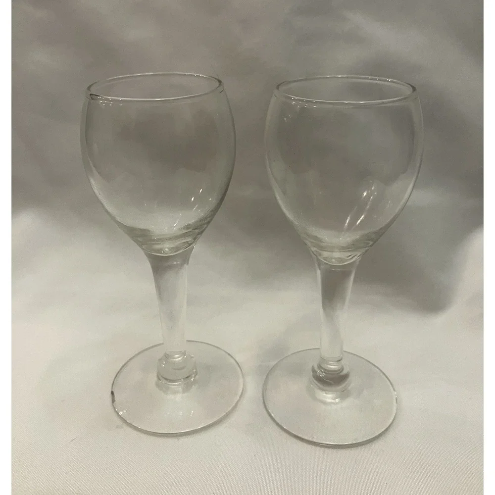 VTG 2 Seamless Elongated Stem Tulip Hand Blown Wine Glasses Cordials Liqueurs